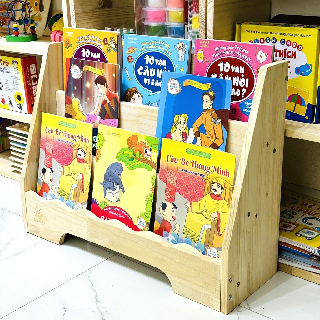 Kệ Đựng Đồ Chơi Đựng Sách Cho Bé Montessori Bằng Gỗ Benrikids Kệ Sách Để Sàn