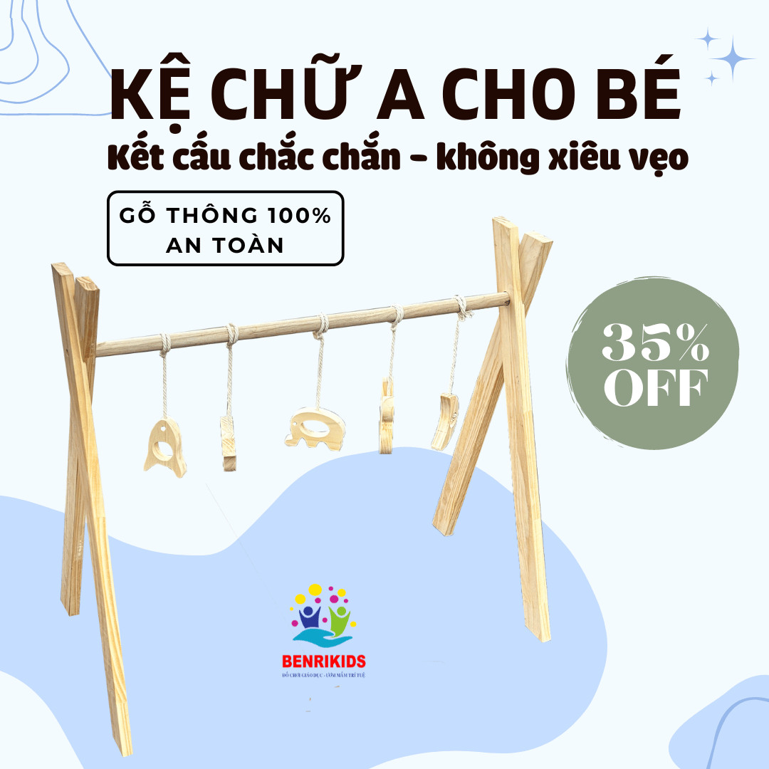 Kệ Gỗ Treo Nôi Kệ Chữ A Cho Bé Sơ Sinh Đồ Chơi Vận Động Rèn Luyện Đa Kỹ Năng Cho Bé