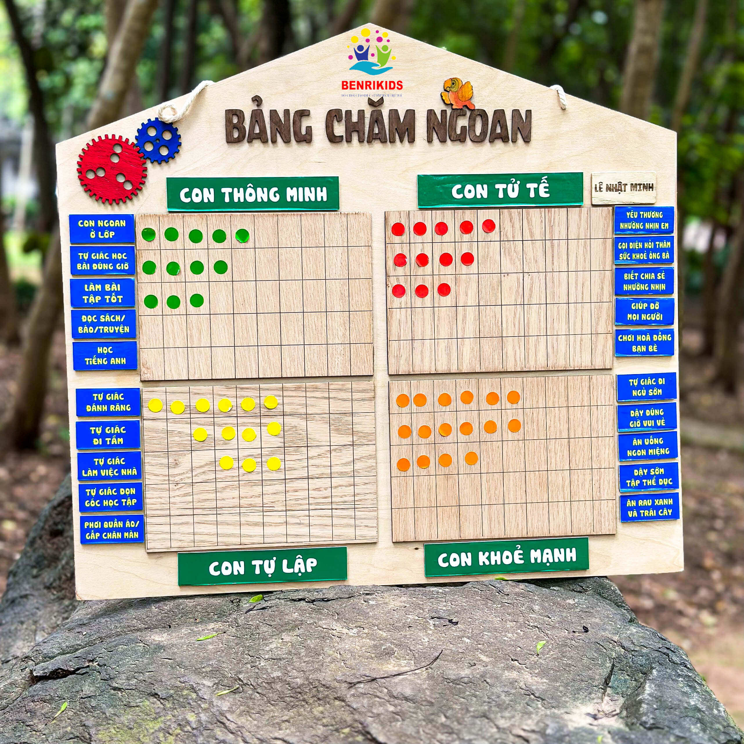 Bảng Chăm Ngoan - Khen Thưởng Bằng Gỗ TẶNG Khắc Tên Riêng Cho Bé