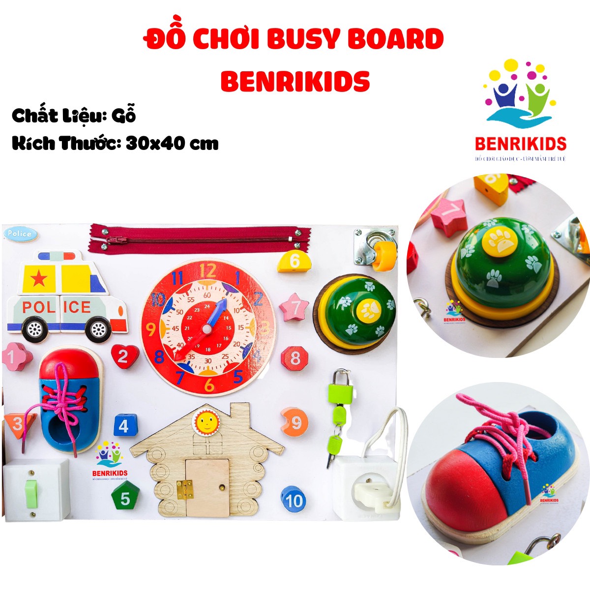 Busy Board Bảng Bận Rộn- Đồ Chơi Giáo Dục Sớm Dành Cho Trẻ Nhỏ ( Cỡ 30x40 Cm)