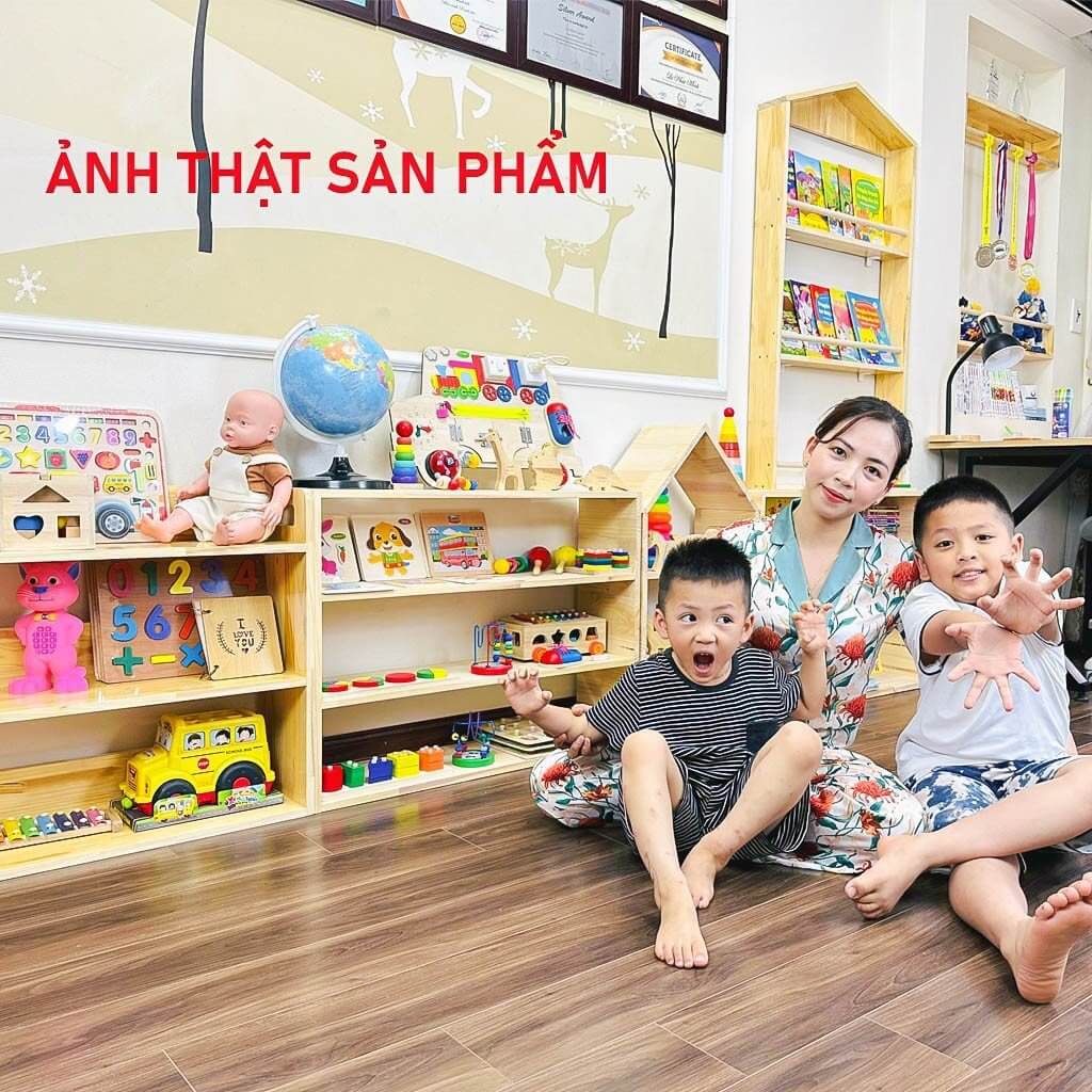 Kệ Sách Đa Năng Cho Bé, Kệ Đồ Chơi Montessori 3 Tầng Bằng Gỗ Tự Nhiên Kệ Để sàn