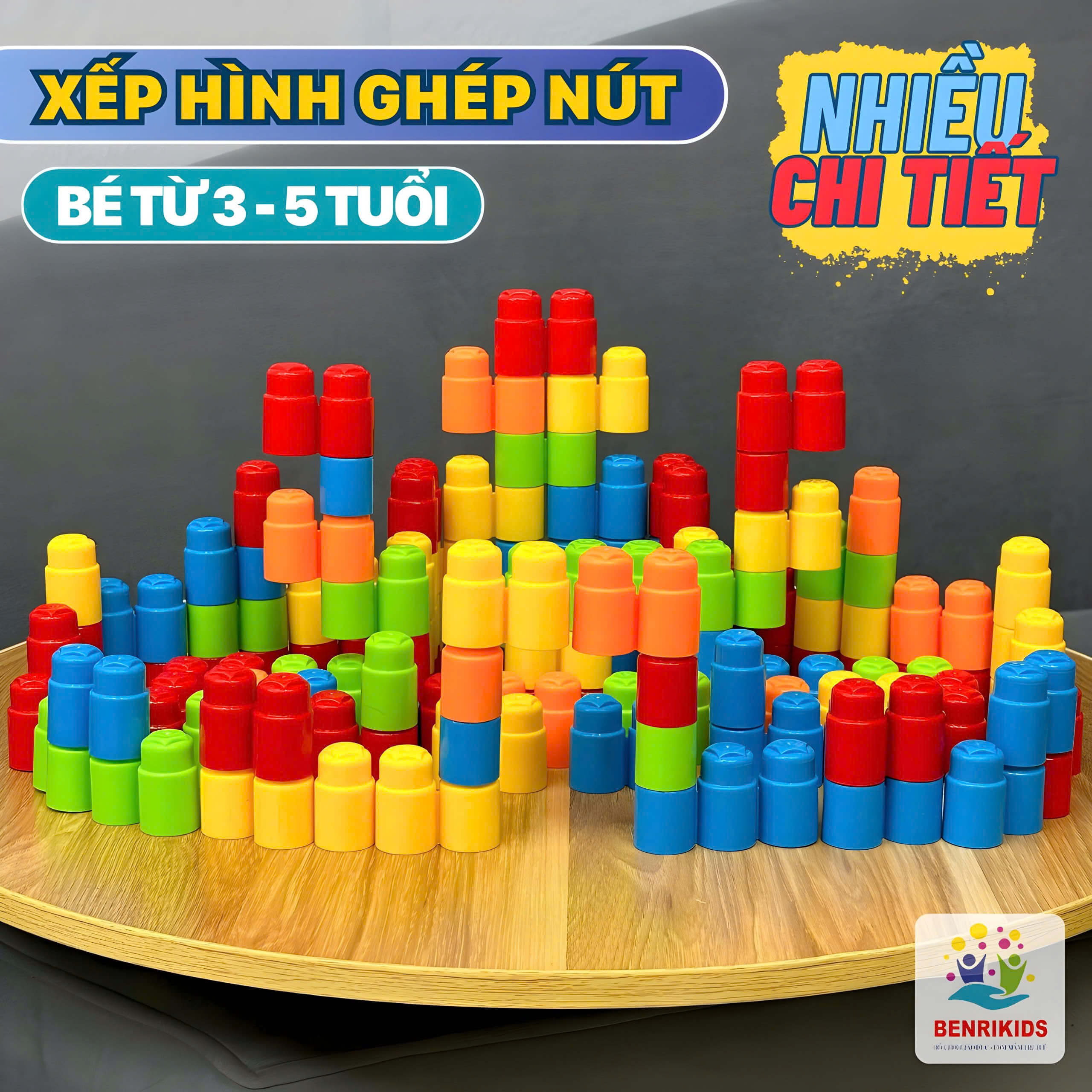 Đồ Chơi Xếp Hình Dạng Ghép Nút Benrikids Nhiều Chi Tiết Bằng Nhựa Nguyên Sinh An Toàn Cho Bé Sáng Tạo Phát Triển Tư Duy
