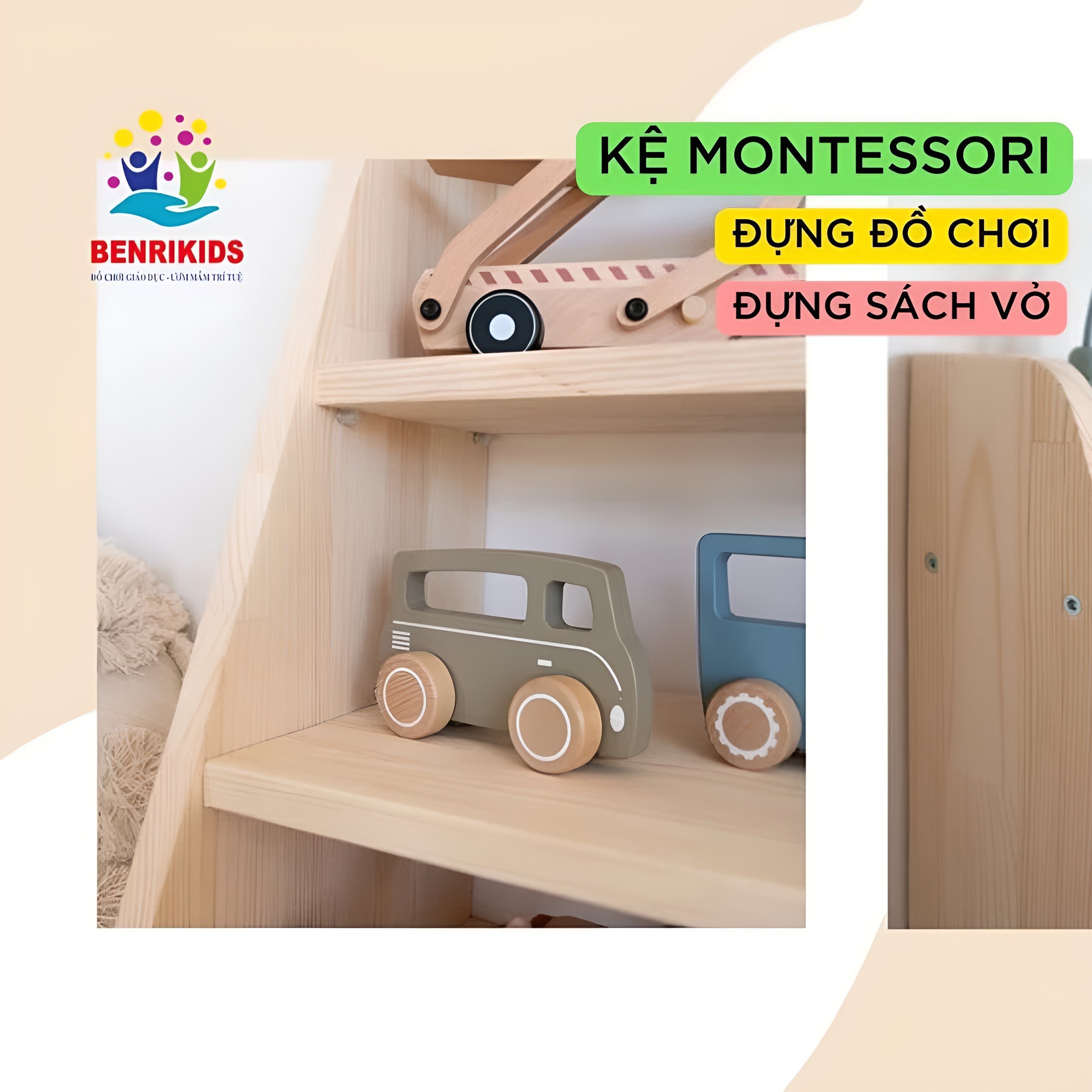 Kệ Sách Montessori Kệ Đựng Đồ Chơi 4 Tầng Bằng Gỗ Thông Để Sàn Decor Phòng Cho Bé