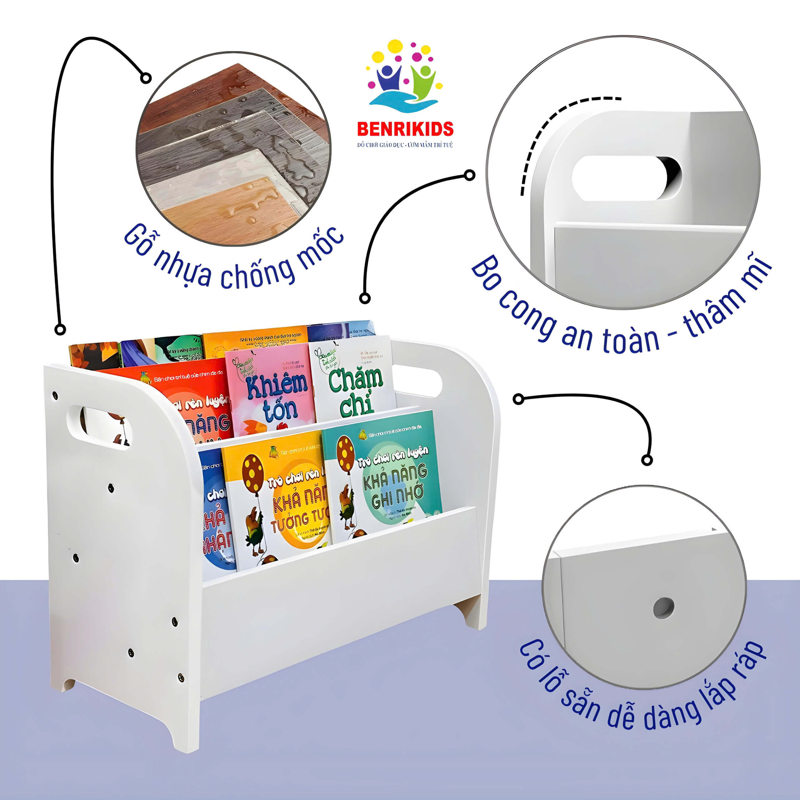 Kệ Sách Cho Bé 2 Ngăn Thiết Kế Chống Đổ, Kệ Giá Sách Để Bàn, Kệ Sách Lớp Mầm Non Montessori, Kệ Sách Mini Cho Bé