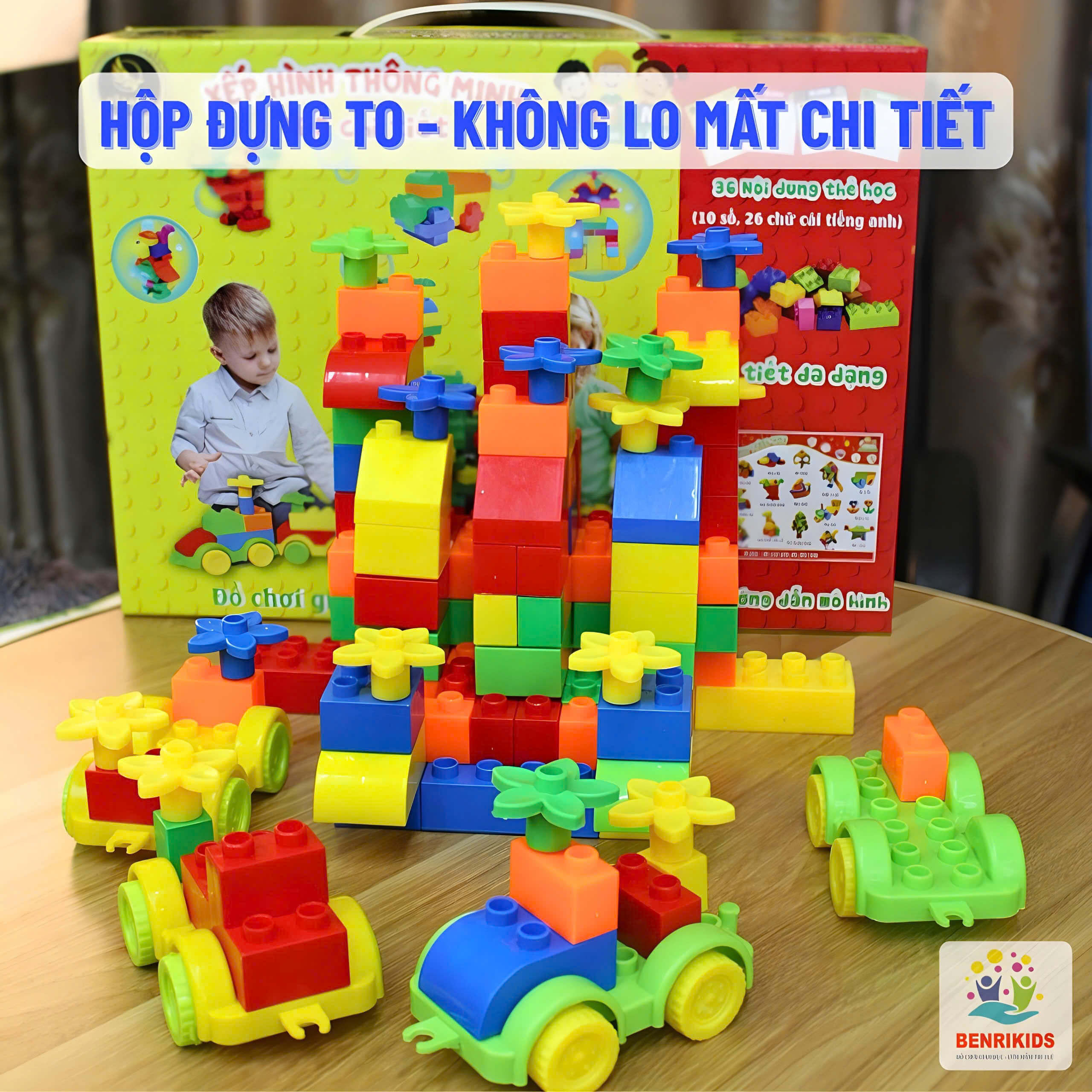 Đồ Chơi Lắp Ghép Xếp Hình Thông Minh 160 Chi Tiết Có Hộp Đựng Benrikids Cho Bé Sáng Tạo Phát Triển Tư Duy