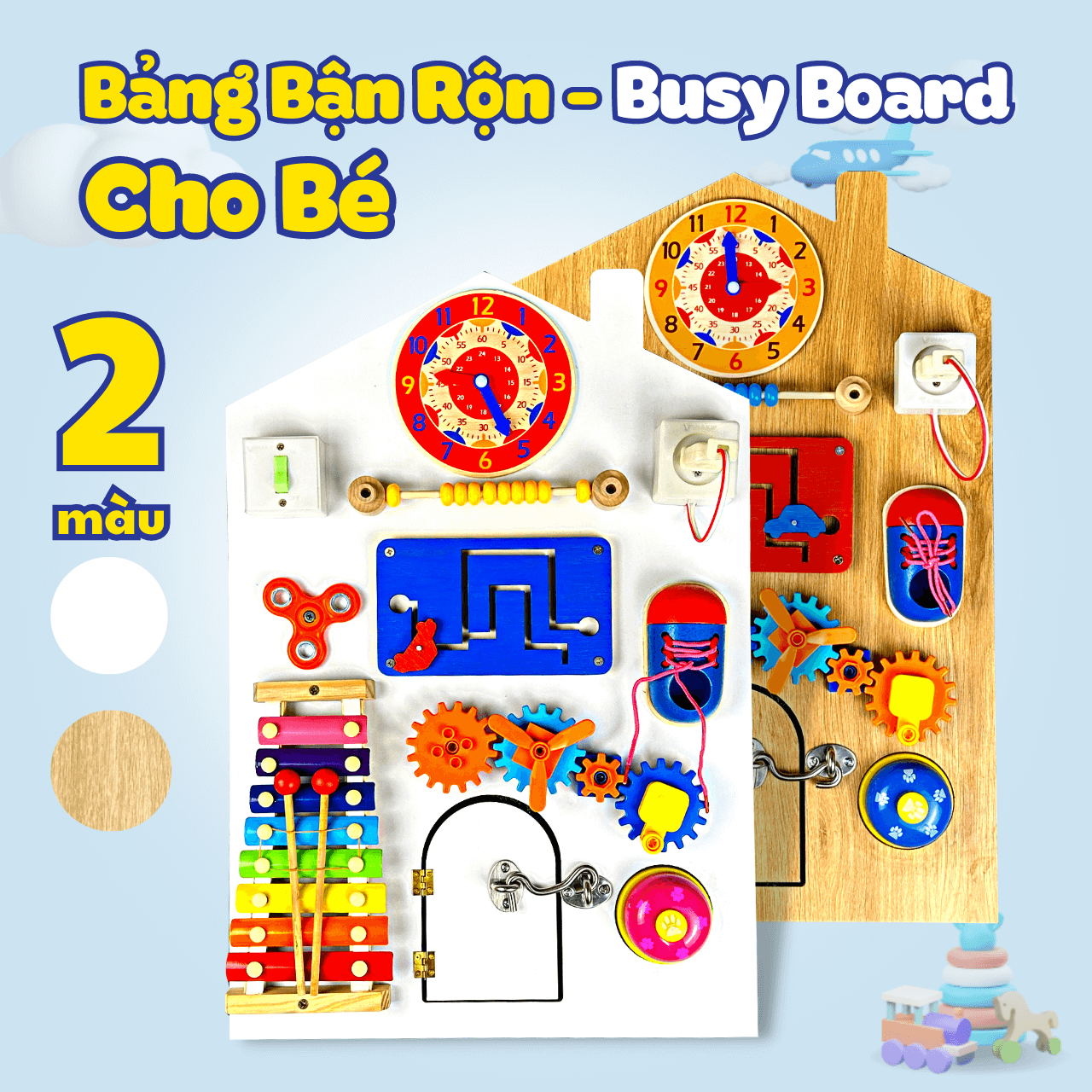 Bảng Bận Rộn Cho Bé Busy Board Hình Ngôi Nhà Kích Thước Lớn