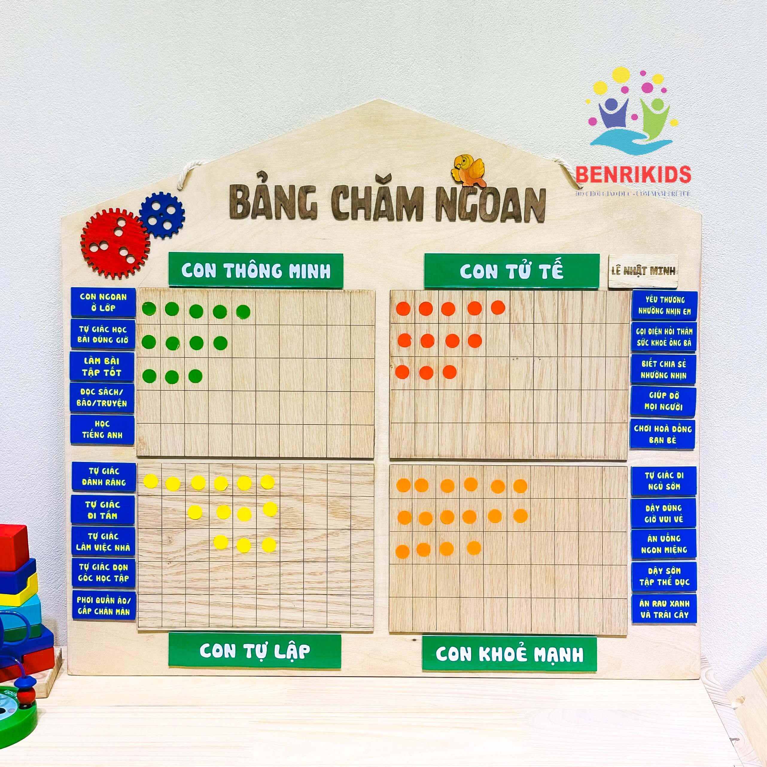 Bảng Chăm Ngoan - Khen Thưởng Bằng Gỗ TẶNG Khắc Tên Riêng Cho Bé