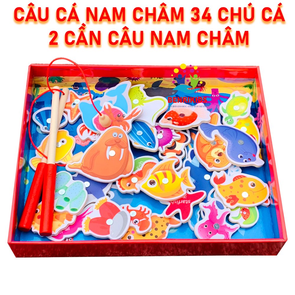 Đồ Chơi Câu Cá Nam Châm 3D Bằng Gỗ An Toàn Cho Bé