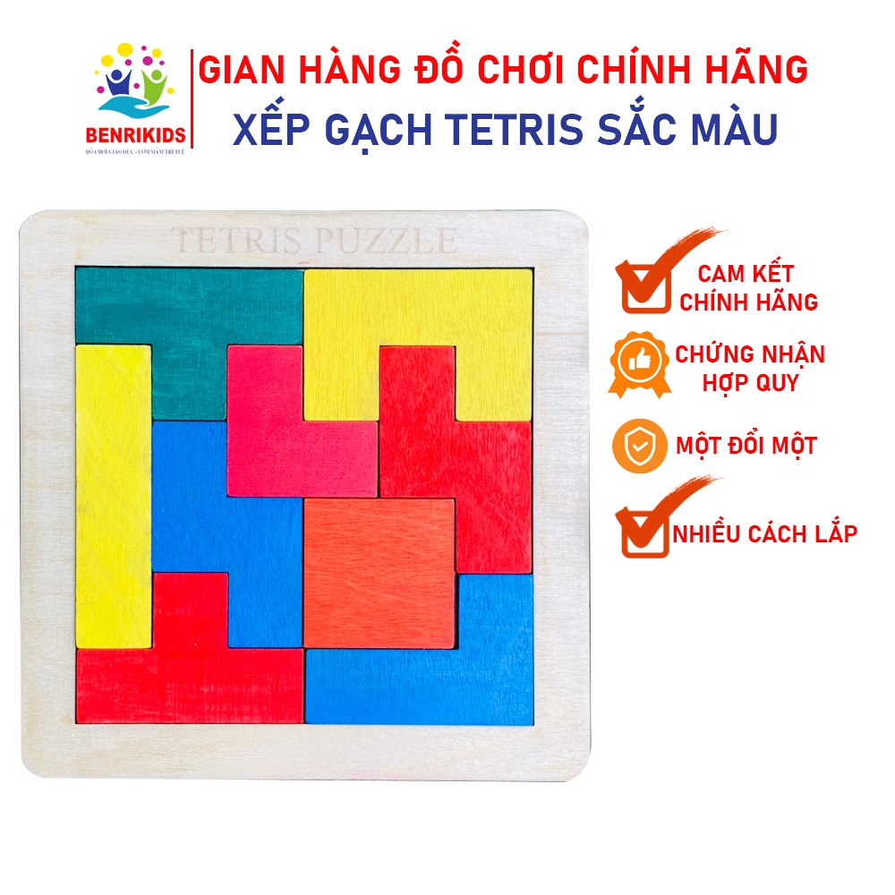 Đồ Chơi Gỗ Xếp Hình Giáo Dục Thông Minh Tetris Đầy Màu Sắc Sinh Động