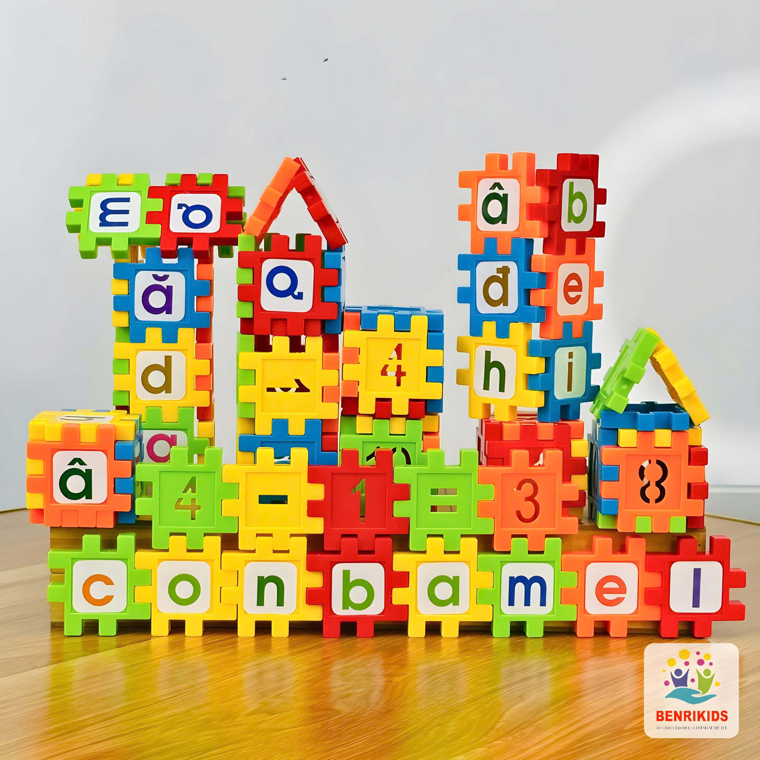 Túi Đồ Chơi Xếp Hình Chữ Cái 39 Chi Tiết Bằng Nhựa ABS Miếng Ghép To Benrikids Cho Bé Sáng Tạo Phát Triển Tư Duy
