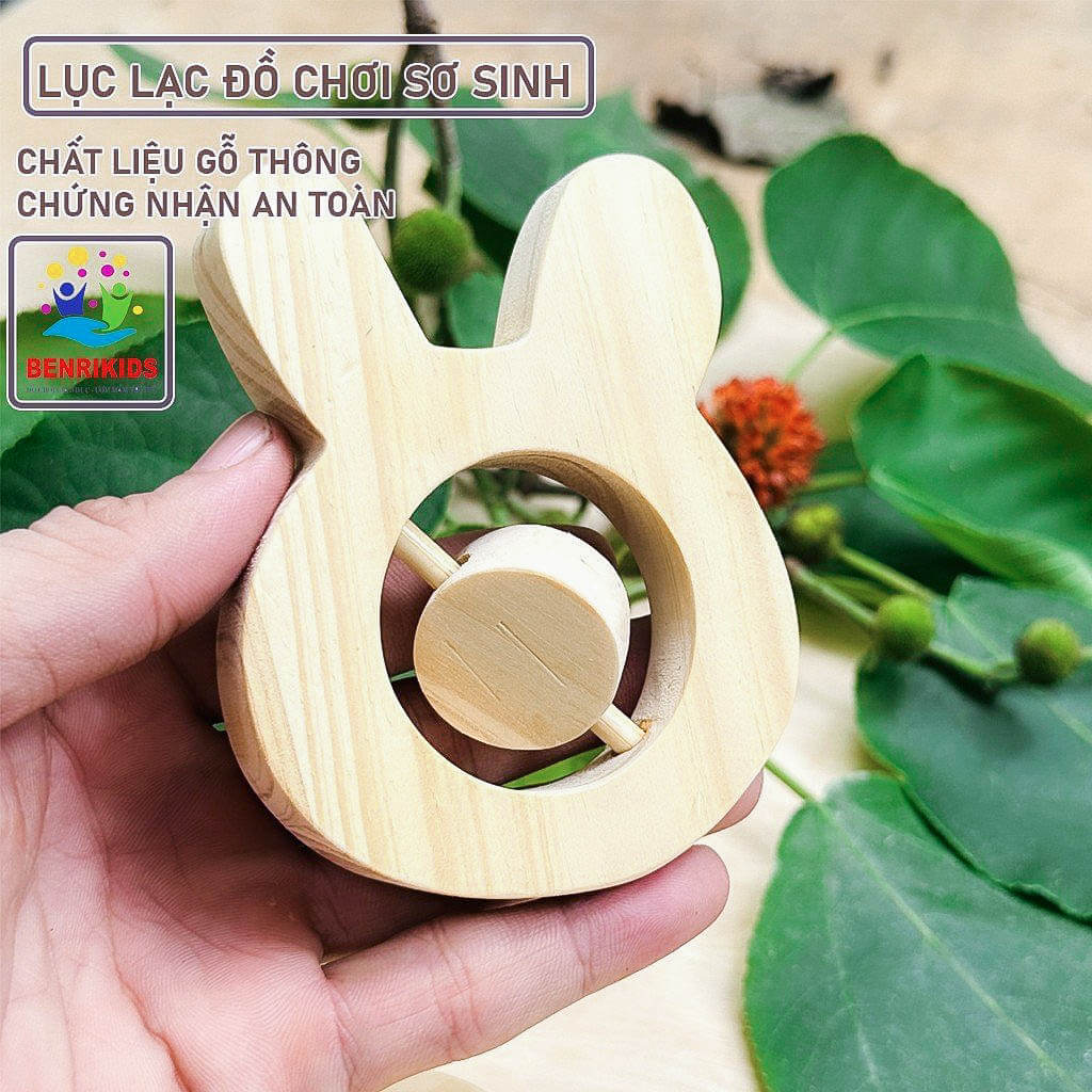 Bộ 4 Lục Lạc Xúc Xắc Cầm Tay Bằng Gỗ Cho Bé