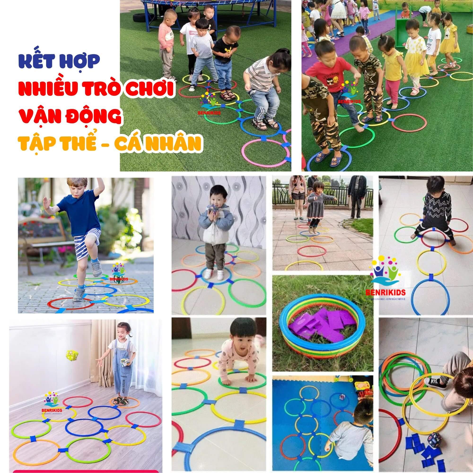 Set 5 Vòng Vận Động Kèm Quả Bóng Vải Cho Bé Tập Nhảy Lò Cò