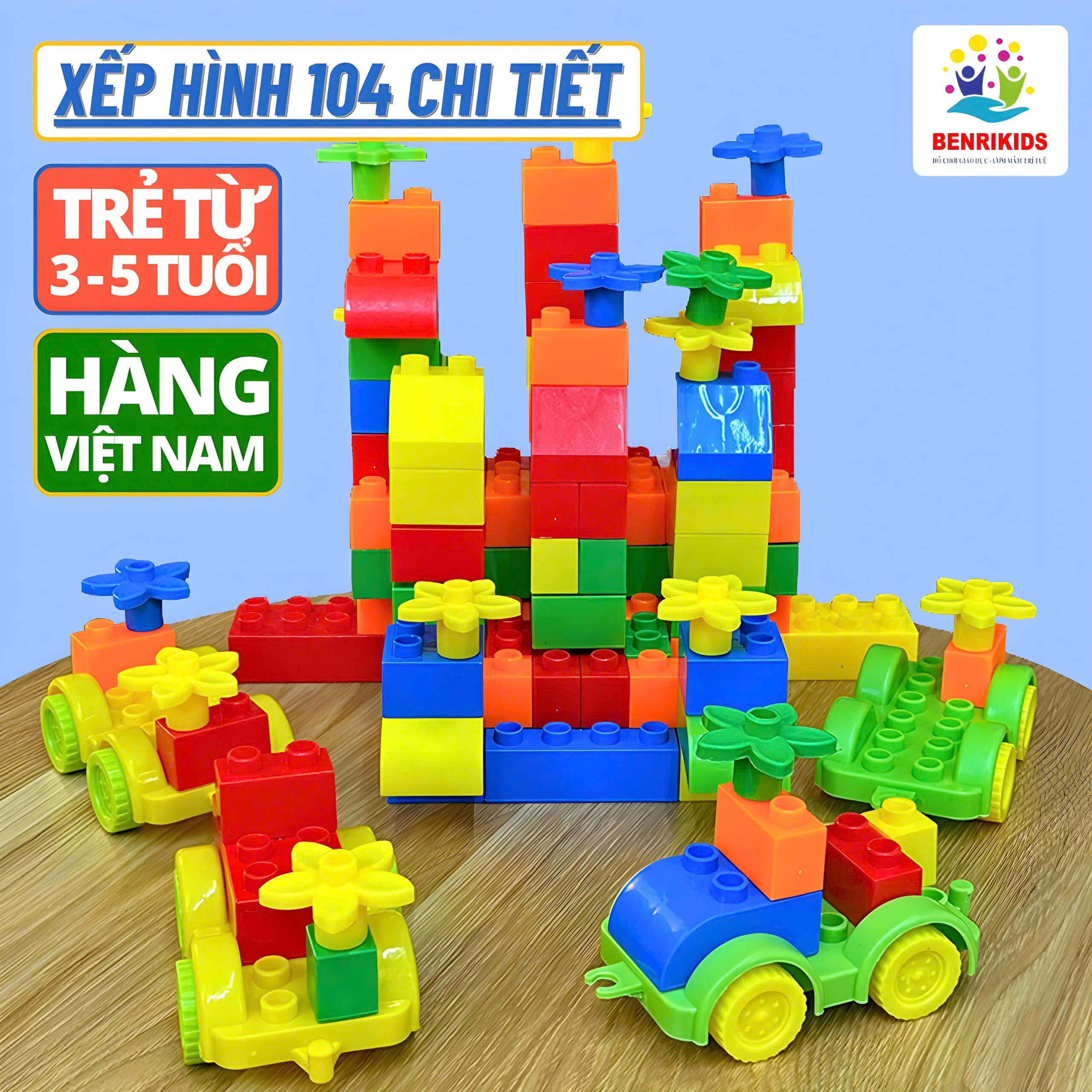 Bộ Đồ Chơi Ghép Hình Cho Bé Benrikids Bằng Nhựa 105 Chi Tiết, Đồ Chơi Xếp Hình Thông Minh Trẻ Em