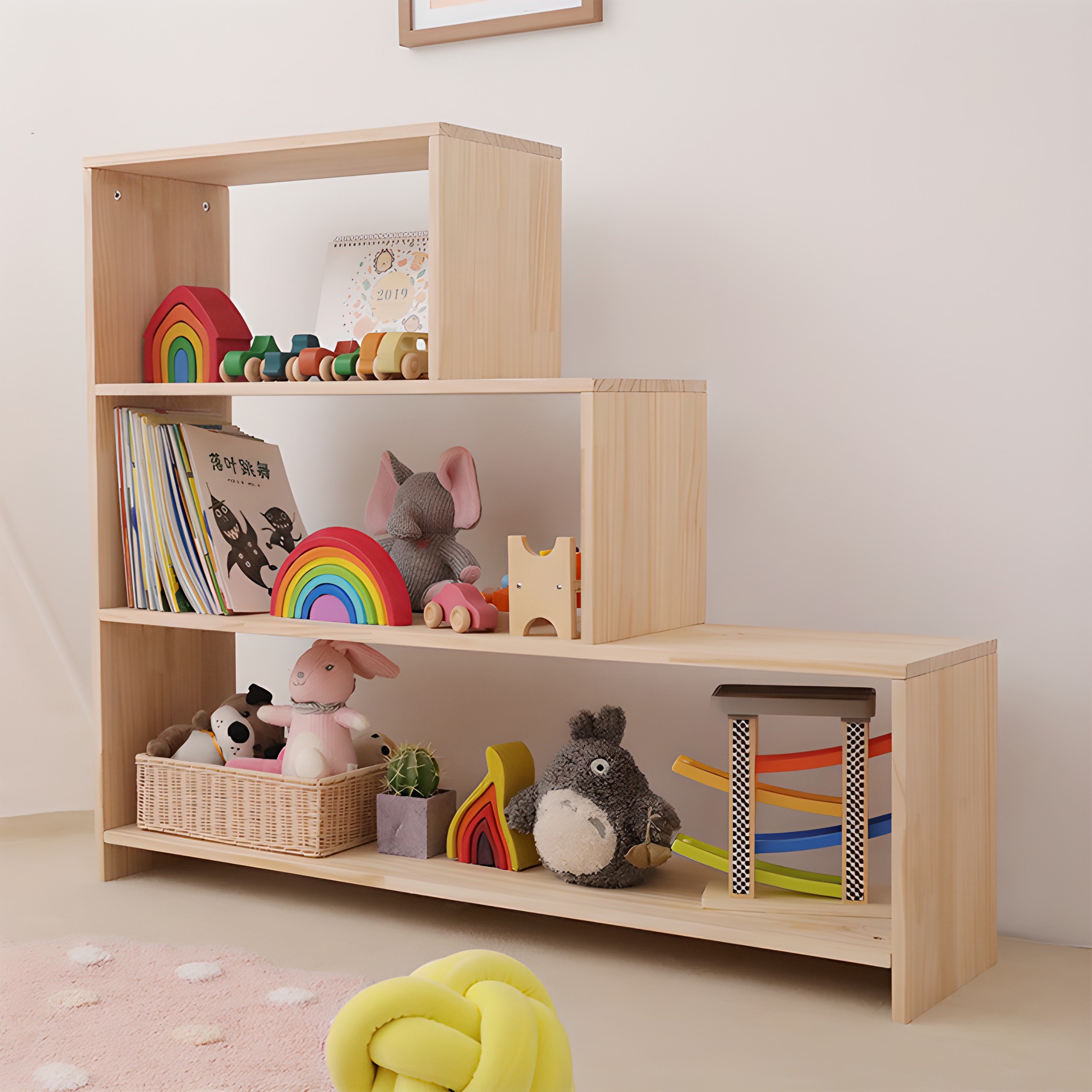 Kệ 3 Tầng Bậc Thang Montessori Đựng Đồ Chơi Cho Bé Trang Trí Decor Phòng Cho Trẻ