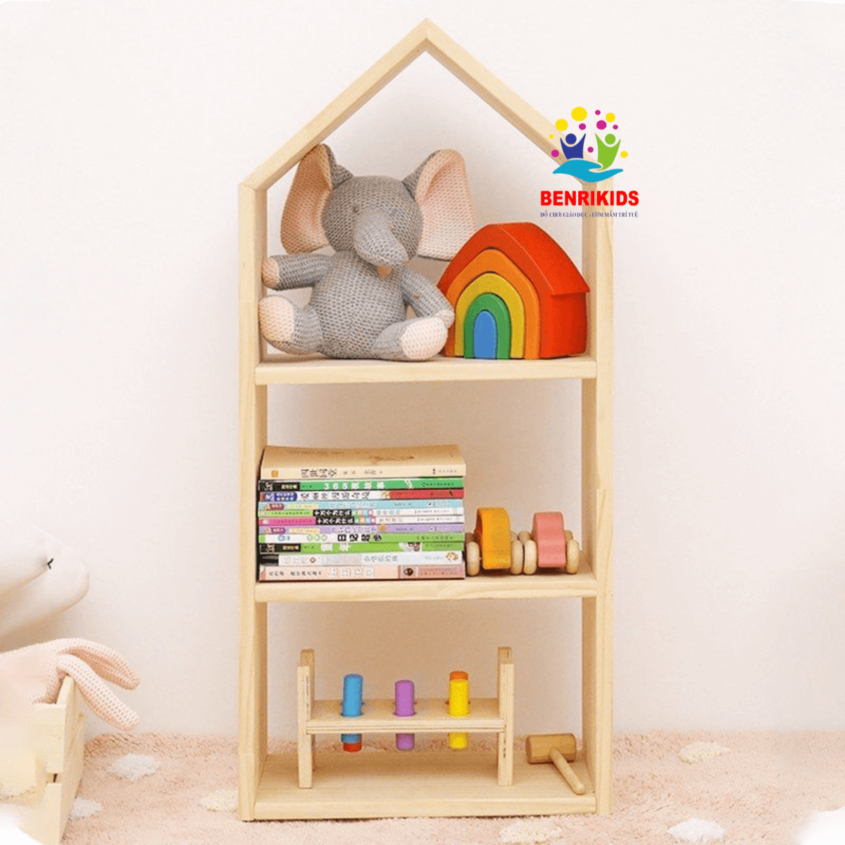 Kệ Đồ Chơi Kệ Sách Cho Bé Hình Mái Nhà Tạo Không Gian Cho Trẻ Sáng Tạo Kệ Montessori