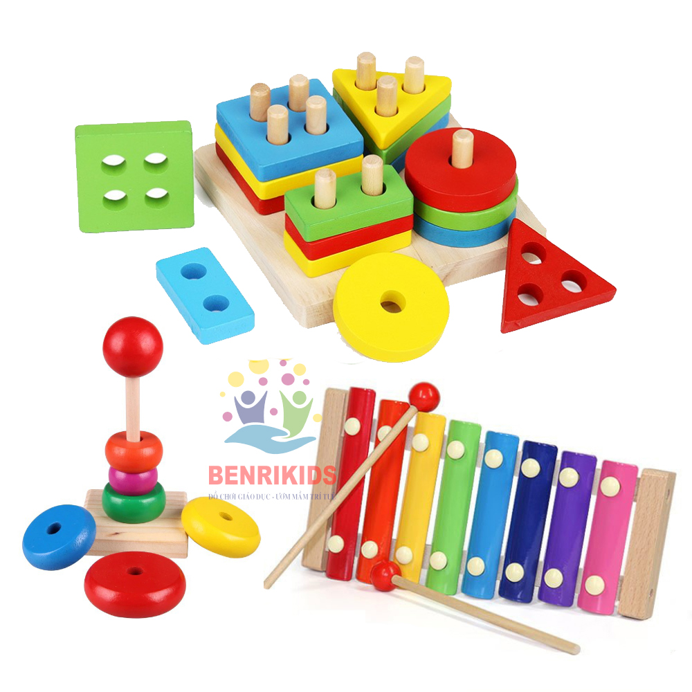 Bộ 3 Đồ Chơi Gỗ Cho Bé Theo Phương Pháp Montessori Mầm Non