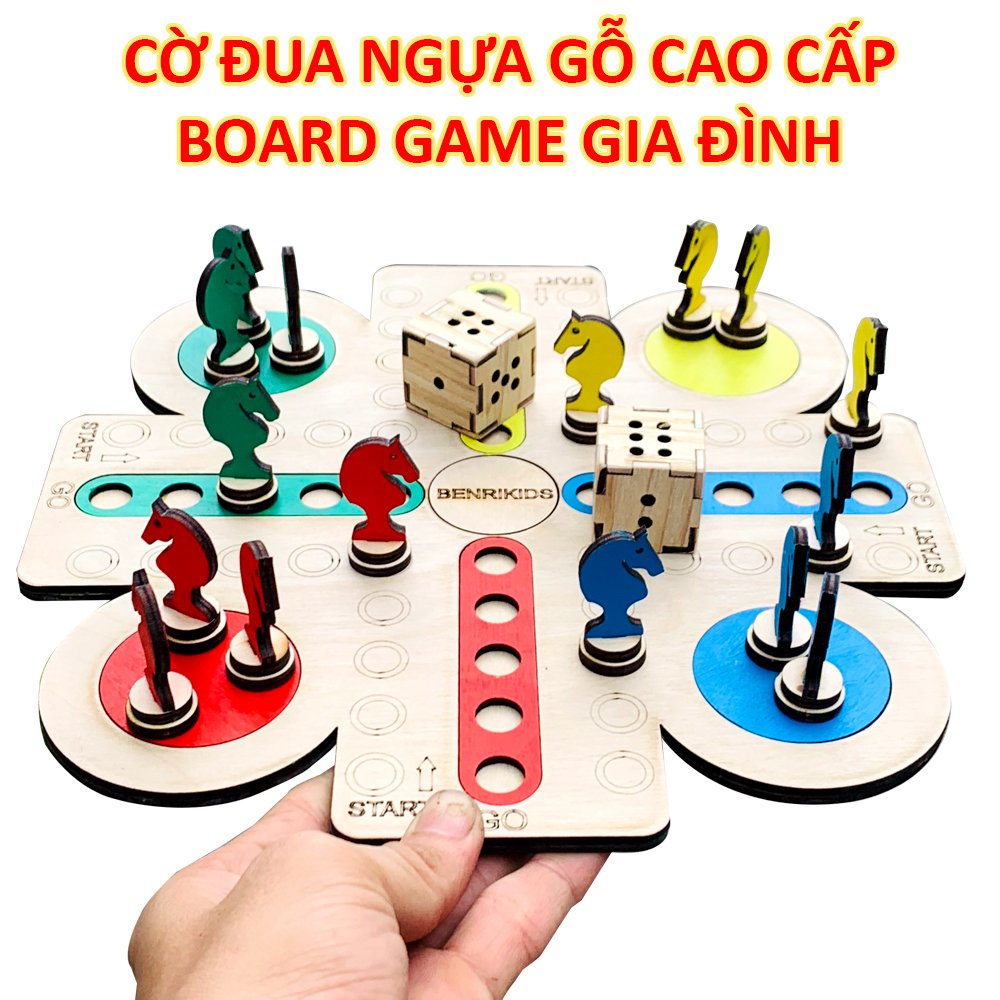 Board Game Gia Đình Vui Nhộn Cờ Búng - Ô Ăn Quan - Cờ Caro Kèm Bàn Tỷ Số - Cờ Cá Ngựa Gỗ - Cờ 4 Trong 1 Hàng Việt Nam