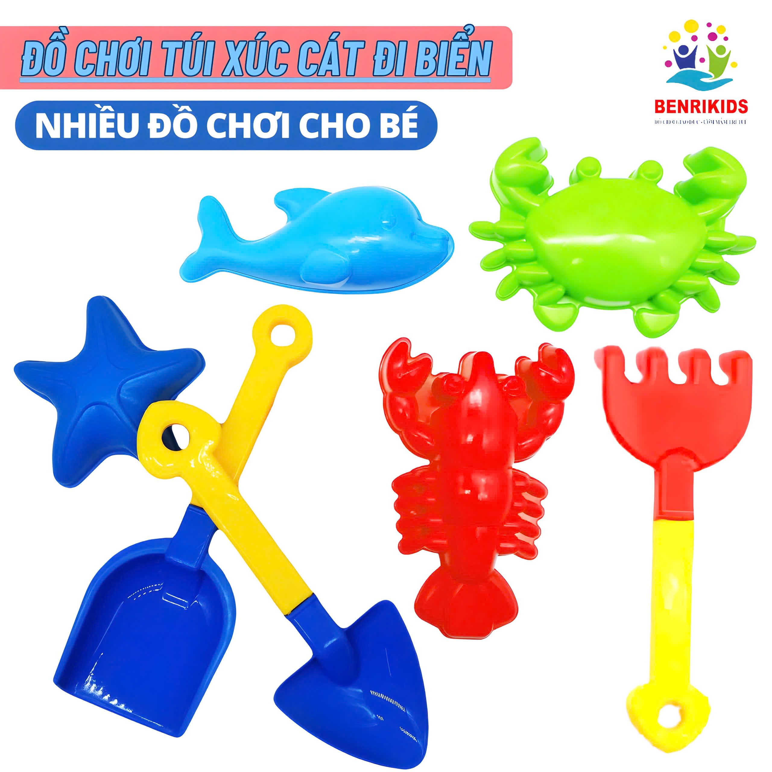 Đồ Chơi Xúc Cát Đi Biển Túi Tạo Hình 9 Chi Tiết Bằng Nhựa Size To Cho Bé Chơi Trò Xúc Cát