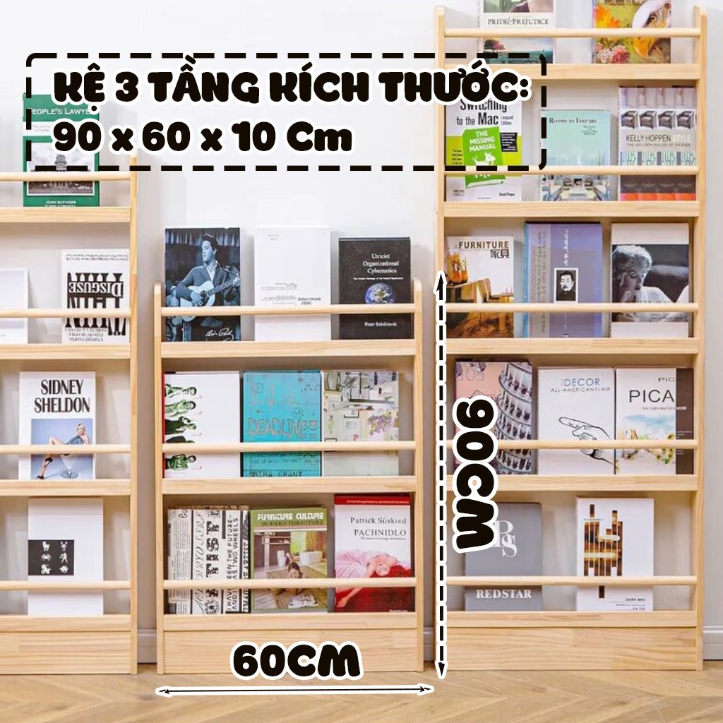 Kệ Sách Treo Tường 3 Tầng Không Cần Khoan Tường Giá Sách Sau Cửa Tiết Kiệm Không Gian Phòng