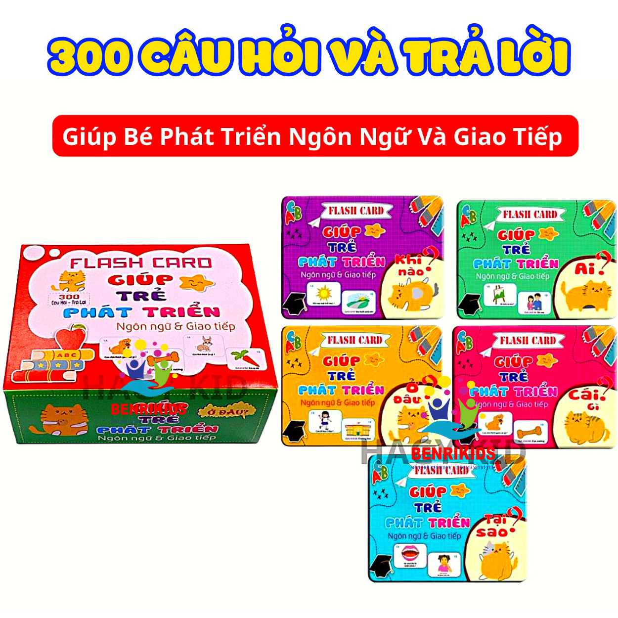 Bộ Flashcard 300 câu hỏi + trả lời giúp trẻ phát triển tư duy ngôn ngữ & giao tiếp: Ai? Cái gì? Ở đâu? Khi nào? Tại sao?