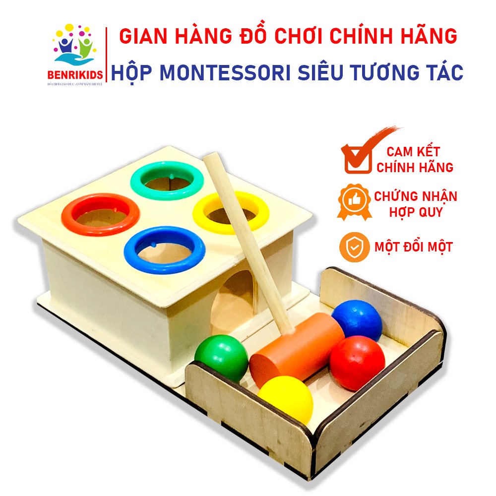 Trò Chơi Thông Minh, Đập Bóng Nhiều Màu Kèm Khay Đựng Bằng Gỗ Tiện Lợi Cho Bé Vui Chơi