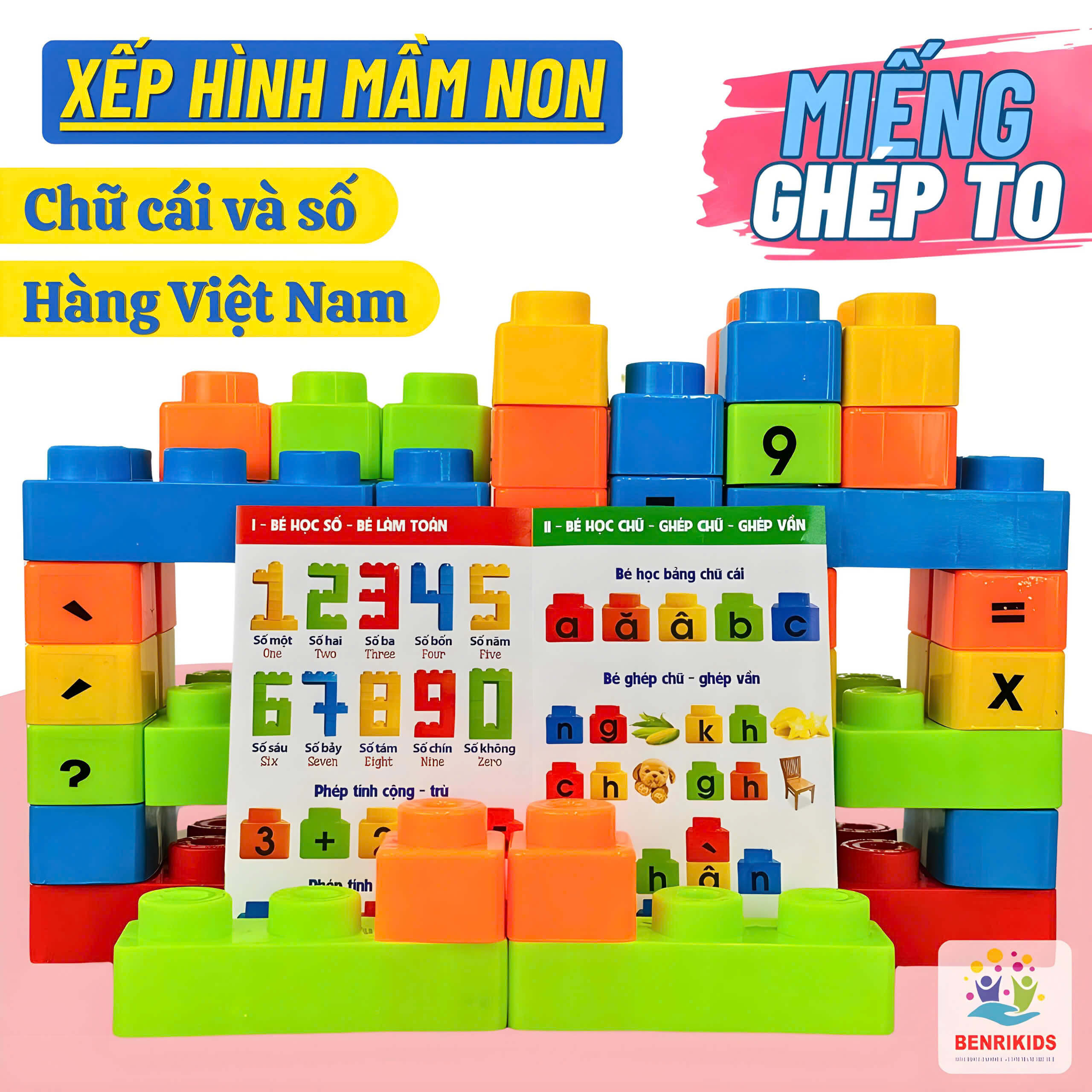 Bộ Xếp Hình 80 Chi Tiết Miếng Ghép Bằng Nhựa Nguyên Sinh To Mối Ghép Chắc Chắn Cho Bé Từ 1 Tuổi Vừa Chơi Vừa Học Chữ Cái