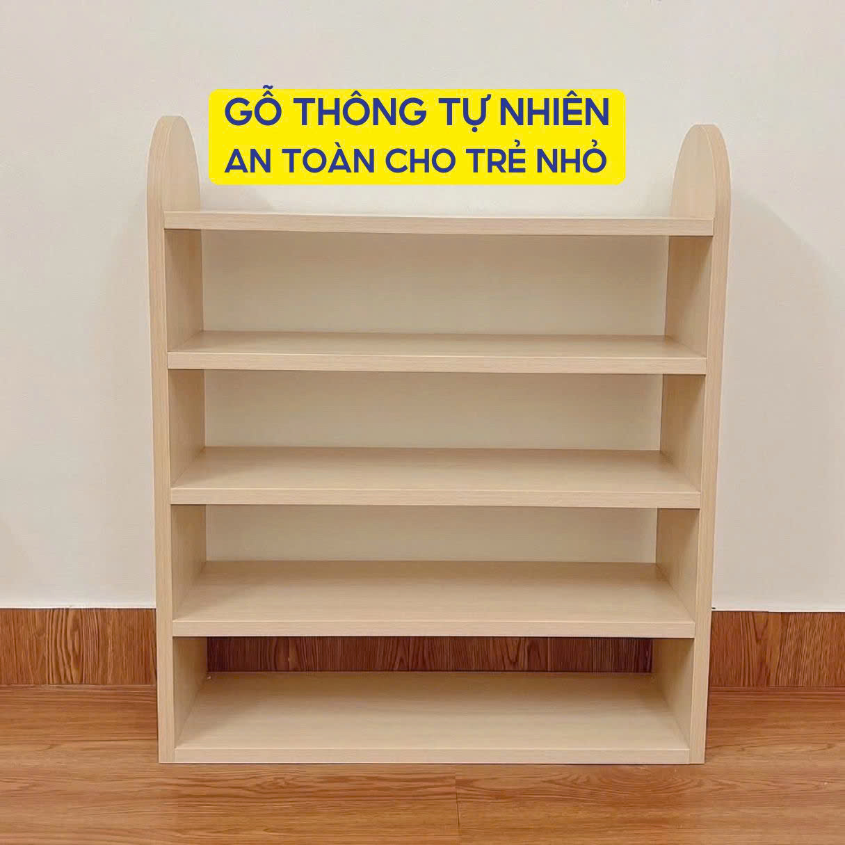 Kệ Để Giày Mầm Non Montessori, Giá Để Dép Đa Năng Cho Bé Gỗ Thông Tự Nhiên 5 Ngăn