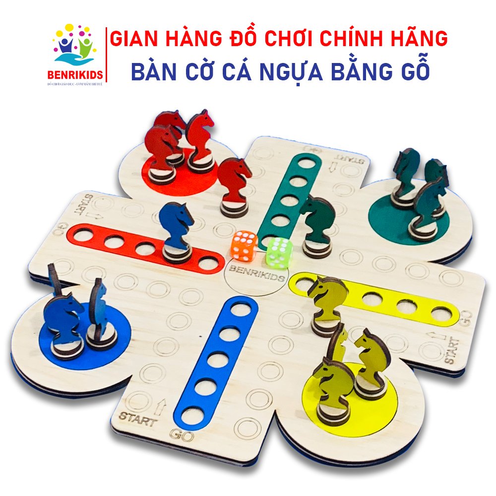 Đồ Chơi Board Game Bàn Cờ Đua Ngựa Mẫu 2 Bằng Gỗ Kèm Xúc Xắc Xí Ngầu Dành Cho Mọi Lứa Tuổi