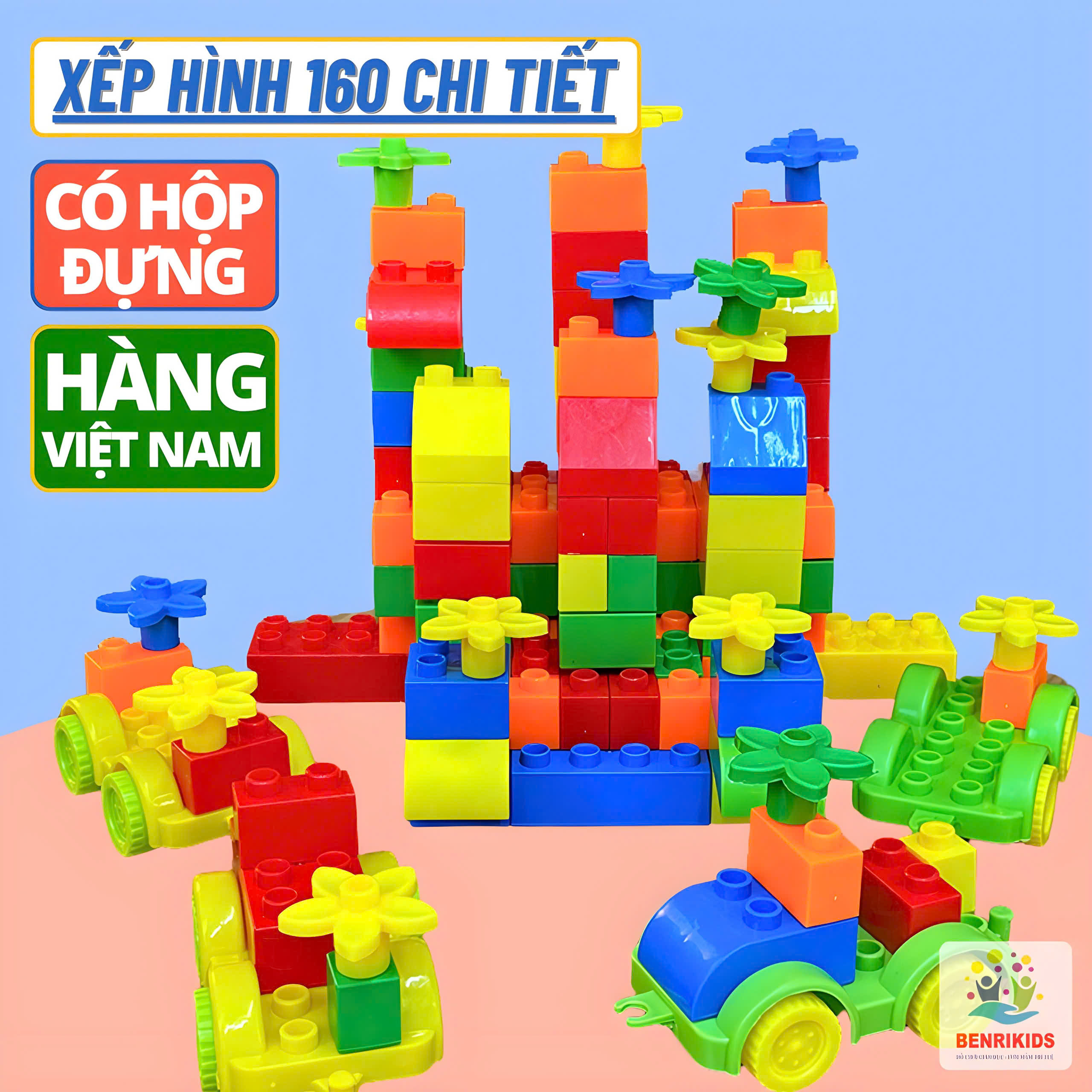Đồ Chơi Lắp Ghép Xếp Hình Thông Minh 160 Chi Tiết Có Hộp Đựng Benrikids Cho Bé Sáng Tạo Phát Triển Tư Duy