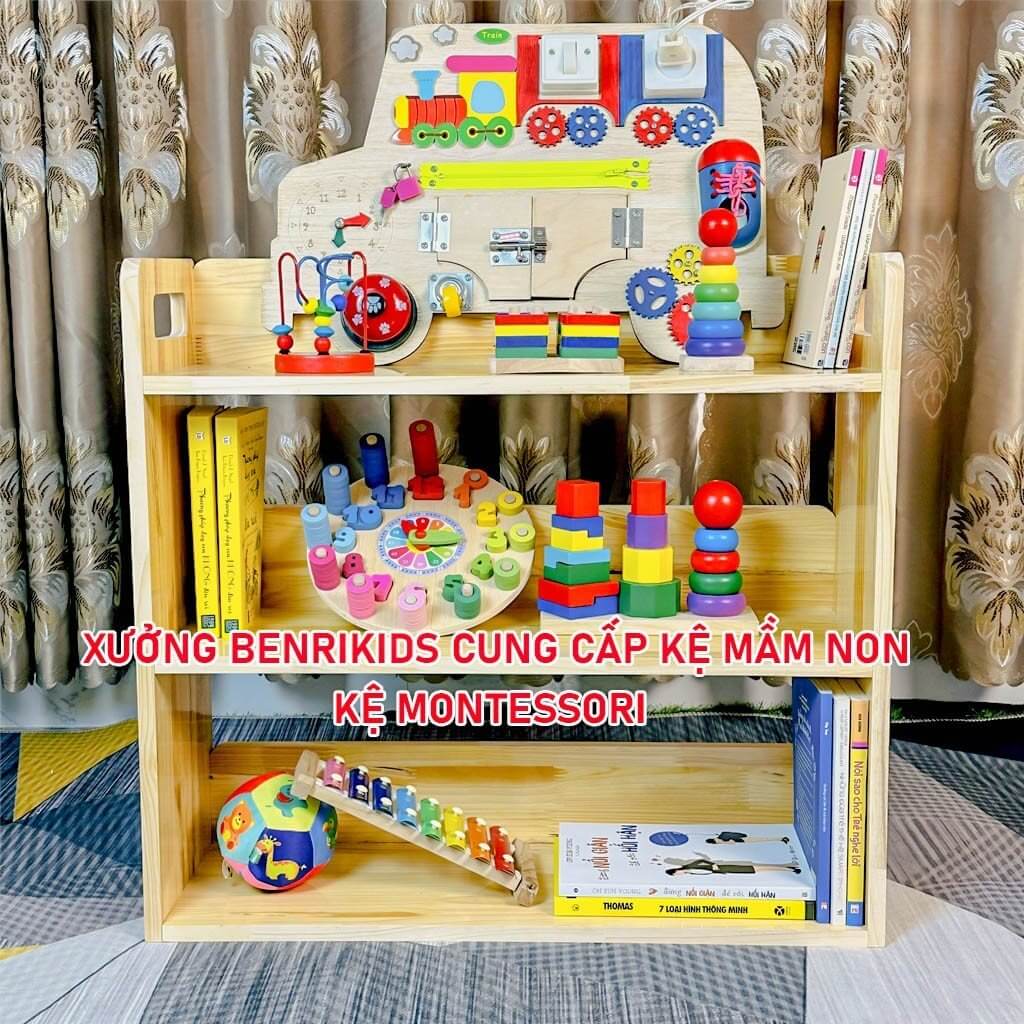 Kệ Đồ Chơi Montessori Có Tay Cầm Bằng Gỗ, Kệ Trang Trí Decor Phòng Cho Bé