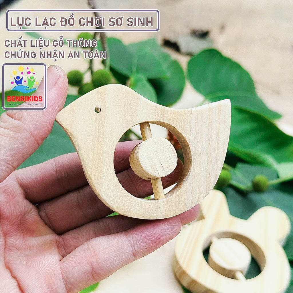 Bộ 4 Lục Lạc Xúc Xắc Cầm Tay Bằng Gỗ Cho Bé