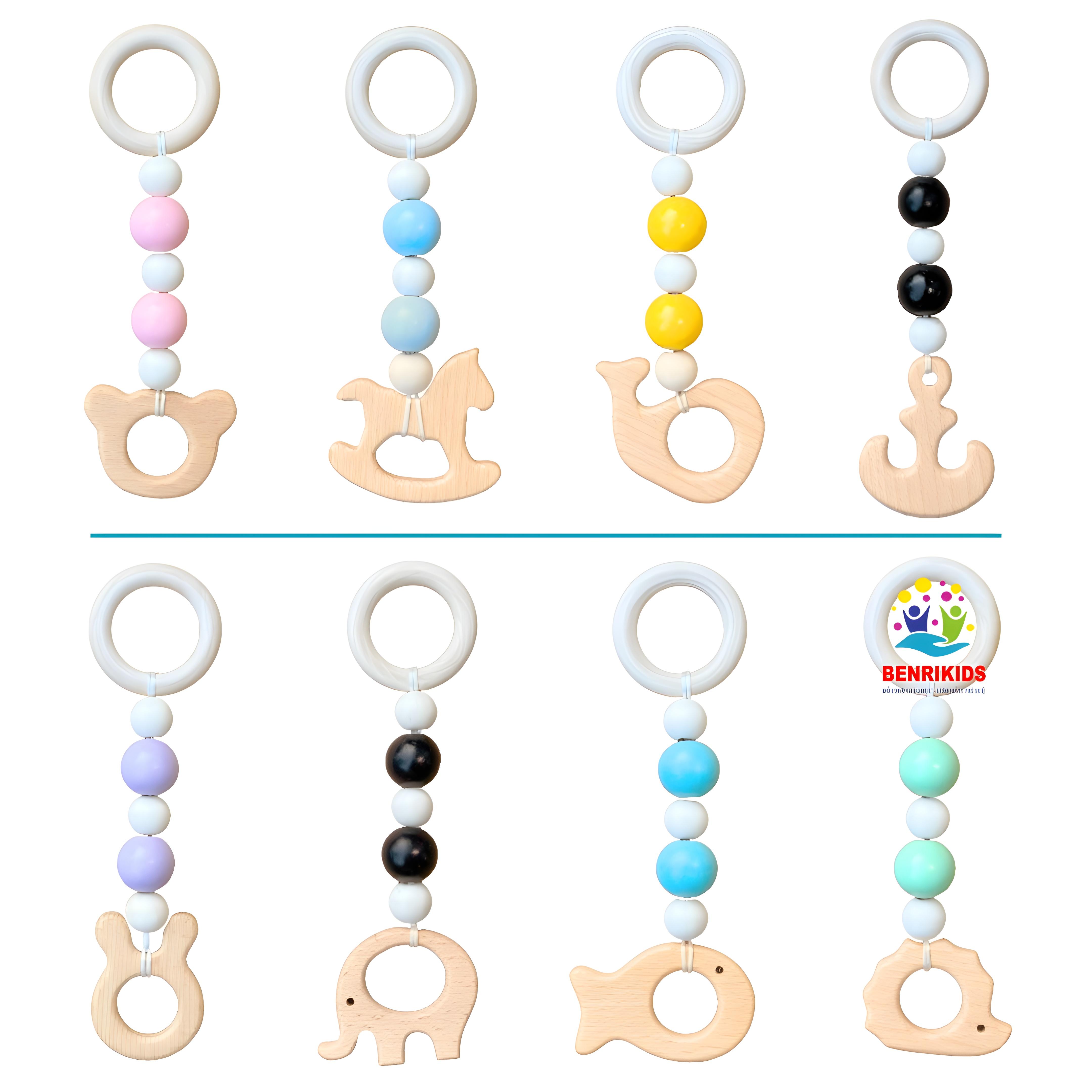 Đồ Chơi Lục Lạc Treo Nôi Gỗ Sồi Cho Trẻ Sơ Sinh Phát Triển Đa Giác Quan, Đồ Chơi Xúc Xắc Cho Bé Từ 0-12 Tháng Tuổi