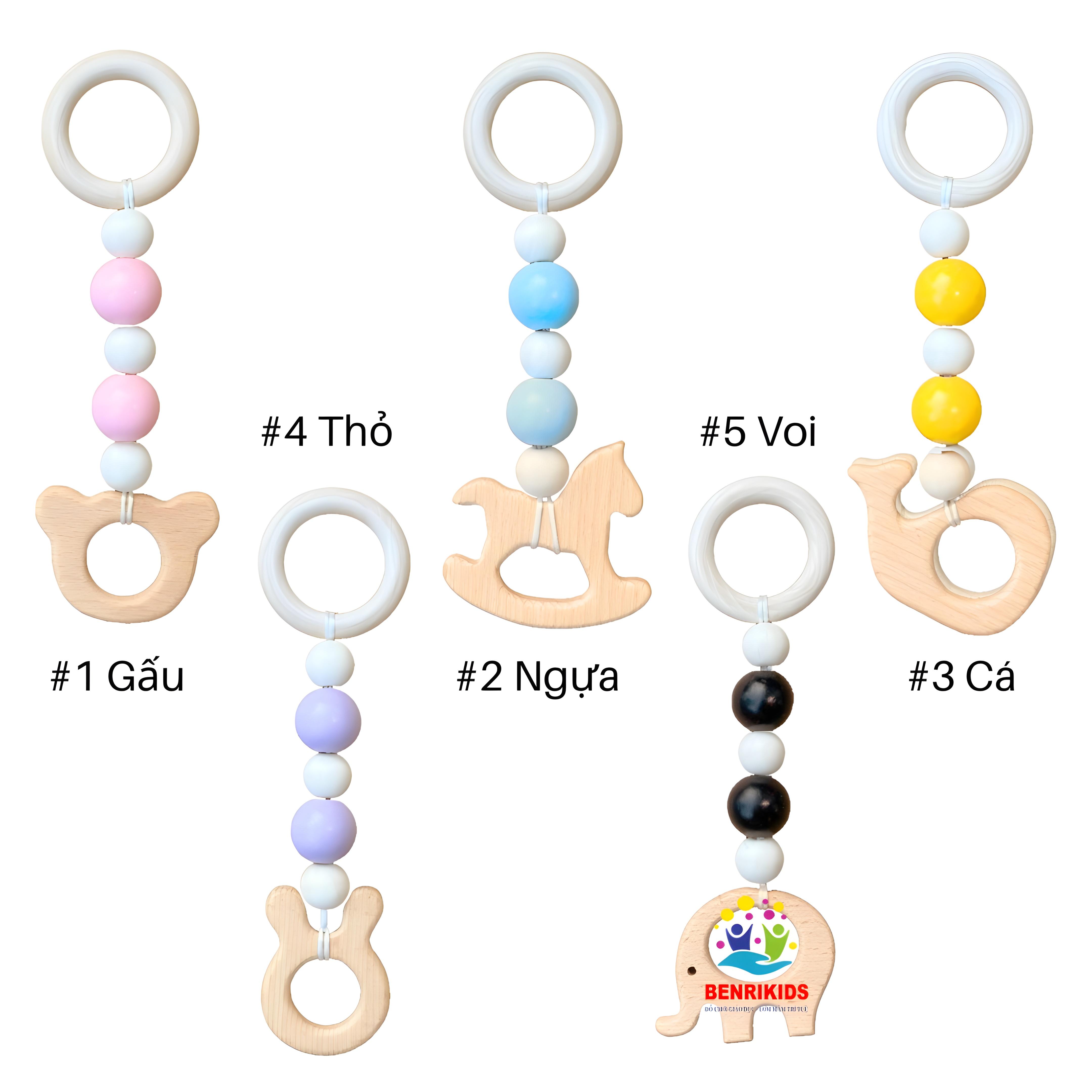 Đồ Chơi Lục Lạc Treo Nôi Gỗ Sồi Cho Trẻ Sơ Sinh Phát Triển Đa Giác Quan, Đồ Chơi Xúc Xắc Cho Bé Từ 0-12 Tháng Tuổi
