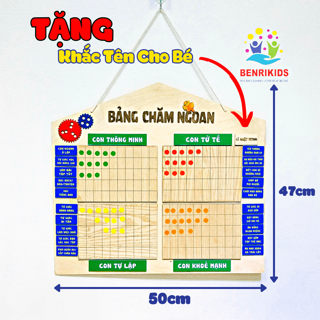 Bảng Chăm Ngoan - Khen Thưởng Bằng Gỗ TẶNG Khắc Tên Riêng Cho Bé