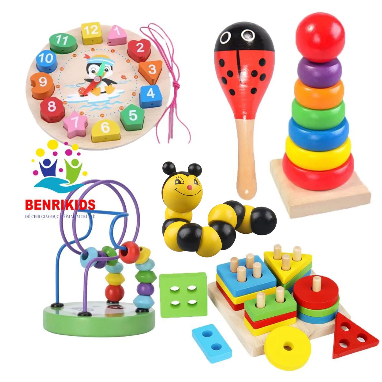 Combo 6 Món Đồ Chơi Giáo Dục Theo Phương Pháp Montessori Giúp Bé Phát Triển Toàn Diện