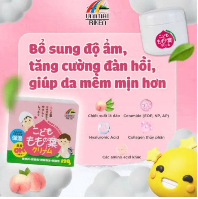 KEM DƯỠNG ẨM CHO BÉ SƠ SINH CHIẾT XUẤT LÁ ĐÀO UNIMAT RIKEN (LỌ 120GR)