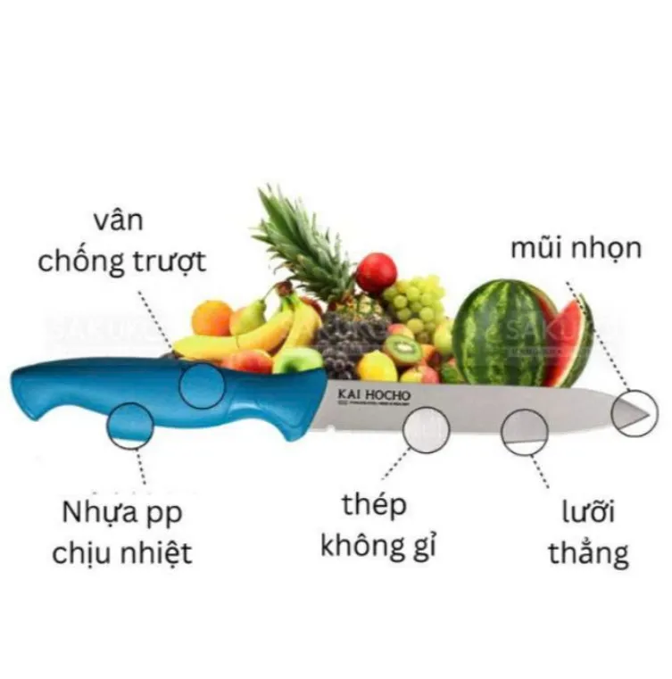 DAO GỌT HOA QUẢ KAI HOCHO ẤN ĐỘ LƯỠI THẲNG 112MM (ĐEN)