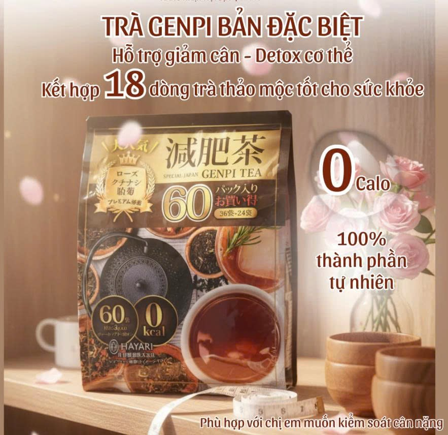 [PHIÊN BẢN MỚI 60 TÚI LỌC] TRÀ HỖ TRỢ DUY TRÌ VÓC DÁNG GENPI PREMIUM HAYAKI