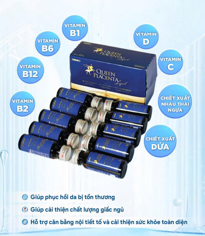 [DATE 10/2026] NƯỚC UỐNG COLLAGEN NHAU THAI NGỰA QUEEN PLACENTA ORIHIRO (HỘP 10 CHAI X 30ML)