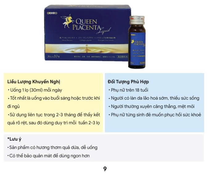 [DATE 10/2026] NƯỚC UỐNG COLLAGEN NHAU THAI NGỰA QUEEN PLACENTA ORIHIRO (HỘP 10 CHAI X 30ML)