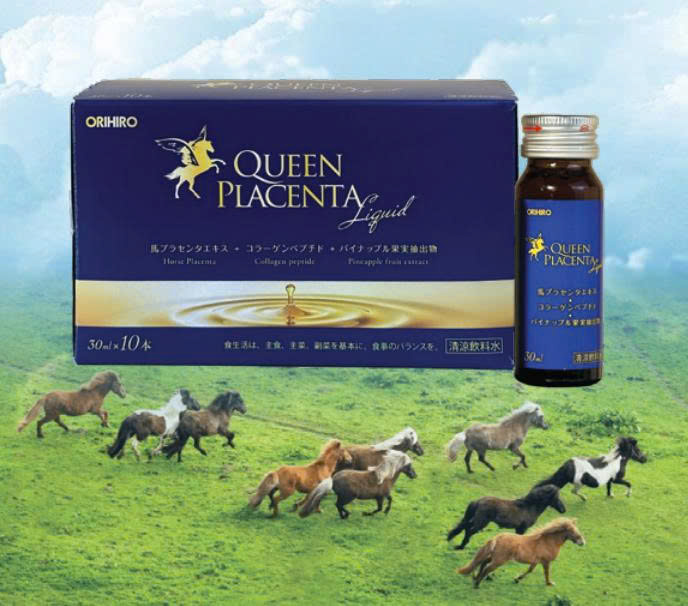[DATE 10/2026] NƯỚC UỐNG COLLAGEN NHAU THAI NGỰA QUEEN PLACENTA ORIHIRO (HỘP 10 CHAI X 30ML)