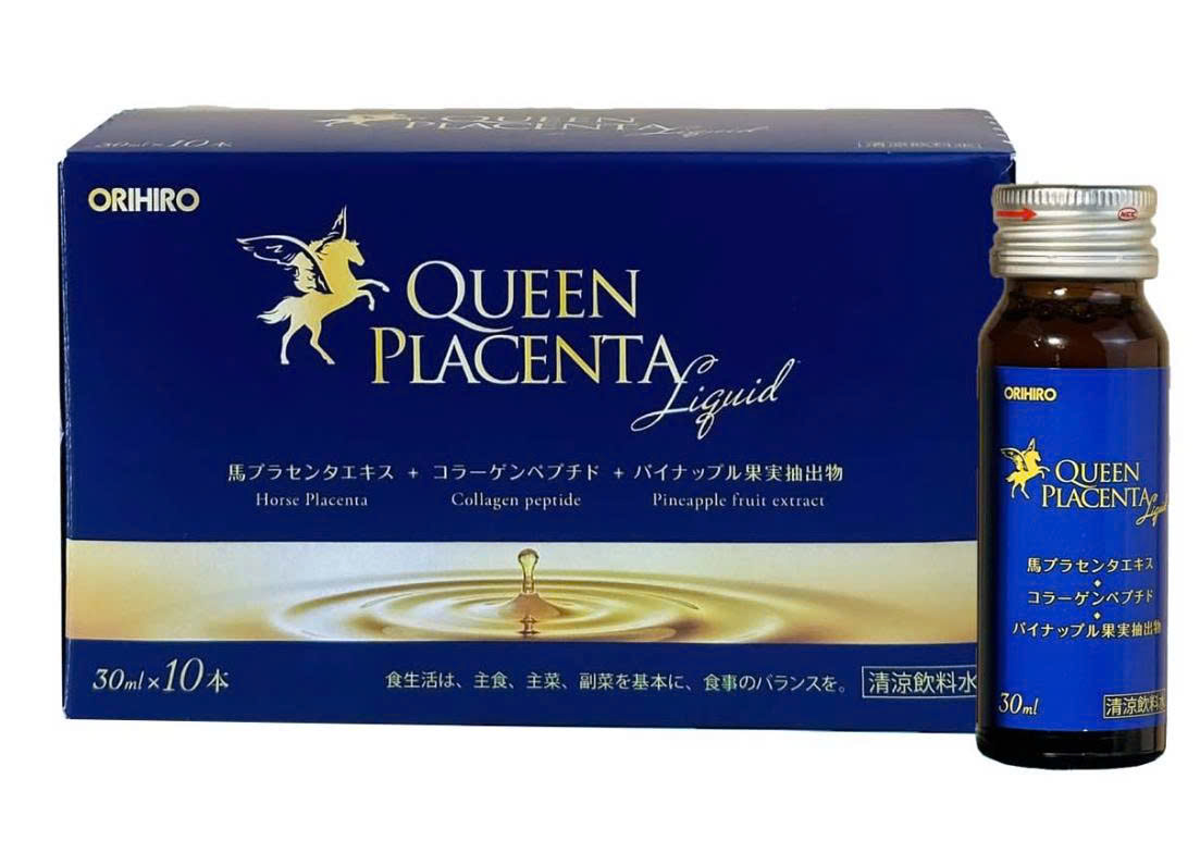 [DATE 10/2026] NƯỚC UỐNG COLLAGEN NHAU THAI NGỰA QUEEN PLACENTA ORIHIRO (HỘP 10 CHAI X 30ML)