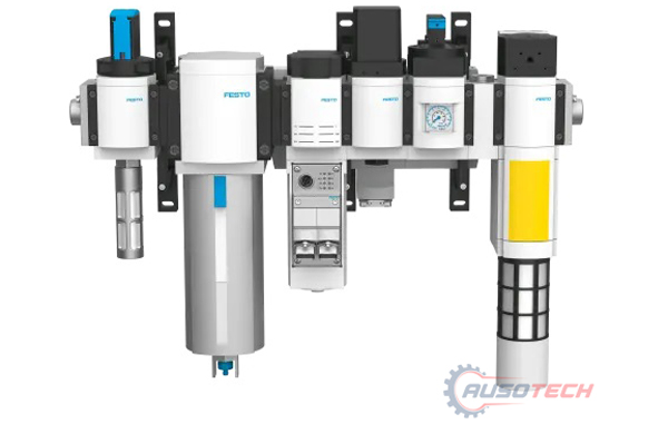 Ảnh thực tế bộ lọc khí nén Festo trong hệ thống tự động hóa nhà máy