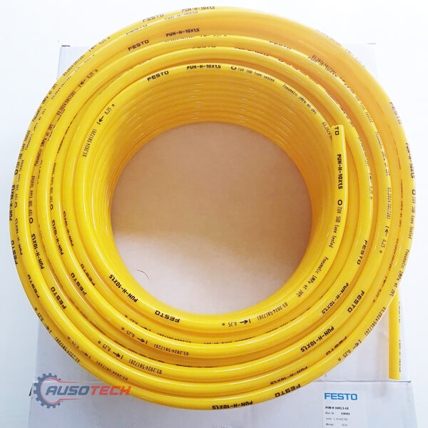 Ảnh thực tế ống khí Festo chính hãng dòng PUN-H, màu vàng tại kho Ausotech