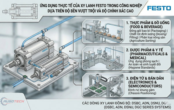 Ứng dụng thực tế xi lanh khí nén Festo trong công nghiệp