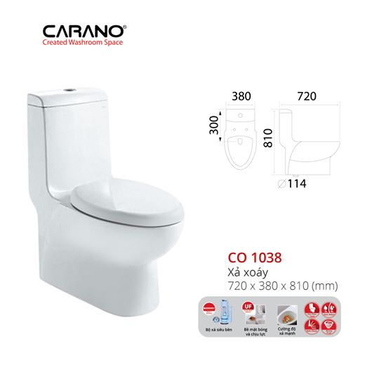 BỒN CẦU CARANO 1 KHỐI CO1038/C38 ( Toilet model: CO1038/C38 )
