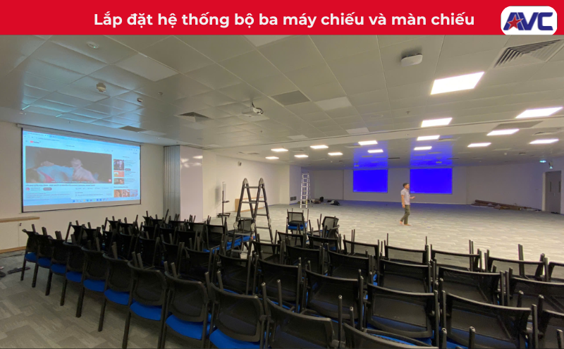 Lắp đặt hệ thống bộ ba máy chiếu và màn chiếu tại Hưng Yên
