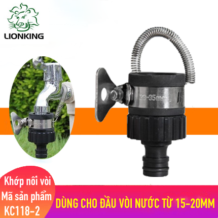 Khớp nối vòi nước LionKing KC118-2 đa năng - dùng cho đầu vòi nước từ 15-20mm