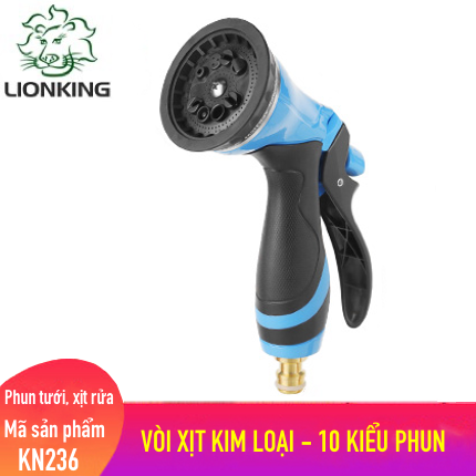 Vòi phun tưới LionKing KN236 - Vòi Xịt Nước Làm Bằng Chất Liệu Kim Loại Có 10 Kiểu Phun