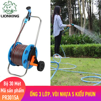 Bộ vòi tưới cây 30 mét PR3015A - ống 3 lớp, vòi xịt bằng nhựa 5 kiểu phun